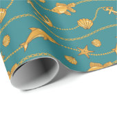 Gold Nautical Pattern Cadeaupapier (Rol Hoek)