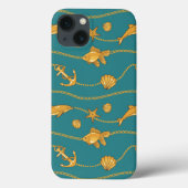 Gold Nautical Pattern Case-Mate iPhone Case (Achterkant)
