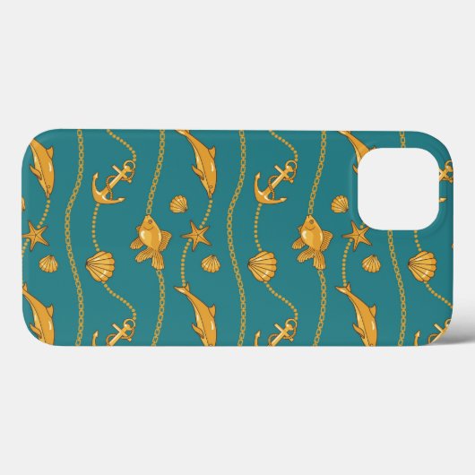 Gold Nautical Pattern Case-Mate iPhone Case (Achterkant (horizontaal))