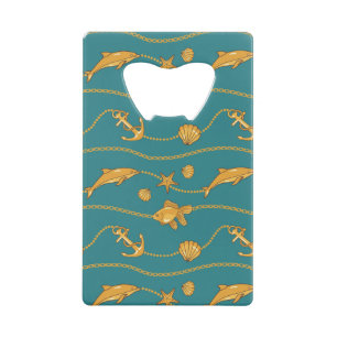 Gold Nautical Pattern Creditkaart Flessenopener