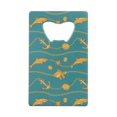 Gold Nautical Pattern Creditkaart Flessenopener (Achterkant)