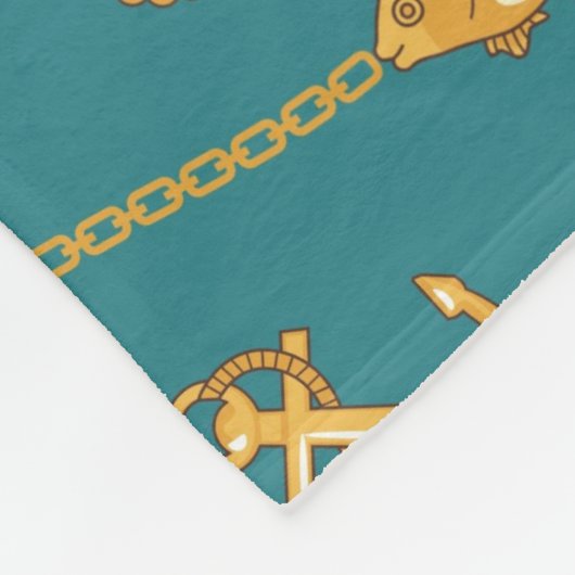 Gold Nautical Pattern Fleece Deken (Hoek)