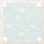 Gold Nautical Pattern Glazen Onderzetter (Achterkant)