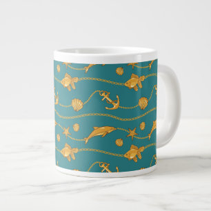 Gold Nautical Pattern Grote Koffiekop