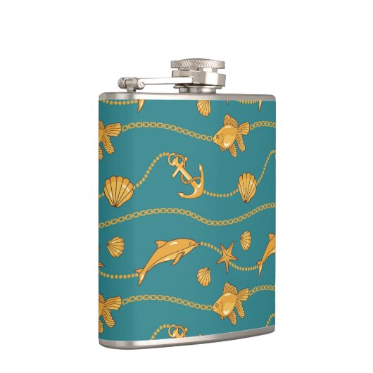 Gold Nautical Pattern Heupfles (Rechts)