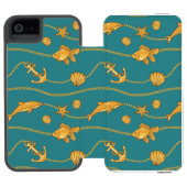 Gold Nautical Pattern Incipio iPhone Portemonnee Hoesje (Agenda Open)