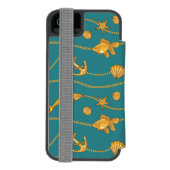 Gold Nautical Pattern Incipio iPhone Portemonnee Hoesje (Agenda Achterkant)
