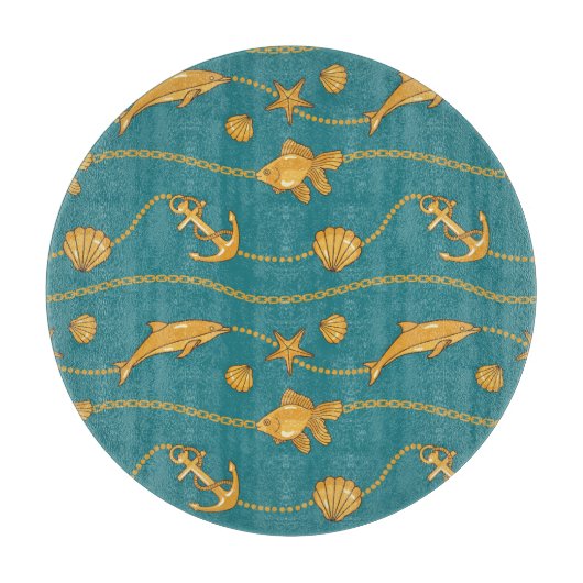 Gold Nautical Pattern Snijplank (Voorkant)