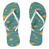 Gold Nautical Pattern Teenslippers (Voetbed)