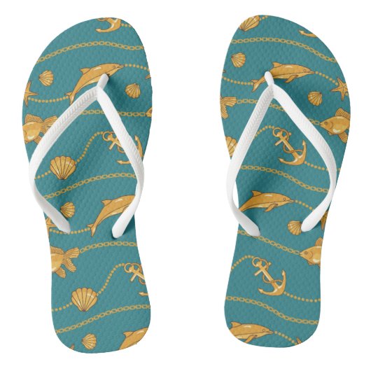 Gold Nautical Pattern Teenslippers (Voetbed)