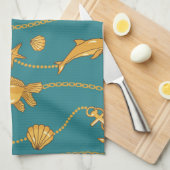 Gold Nautical Pattern Theedoek (Quarter Fold)