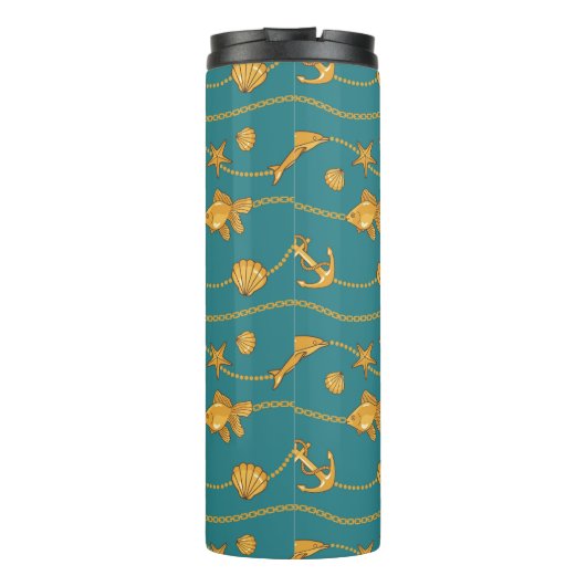 Gold Nautical Pattern Thermosbeker (Achterkant)