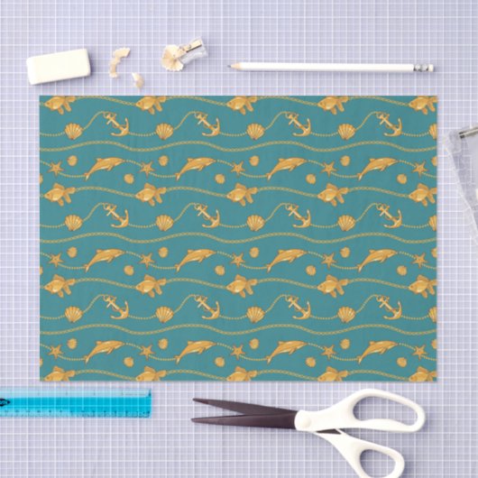 Gold Nautical Pattern Tissuepapier (Craft)