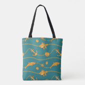 Gold Nautical Pattern Tote Bag (Achterkant)