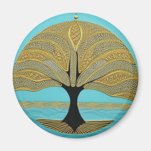 Gold Nautical Tree of Life Magnet (Voorkant)