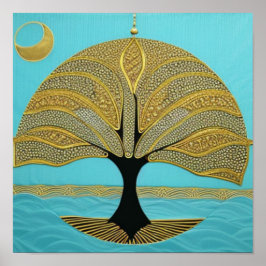 Gold Nautical Tree of Life Poster