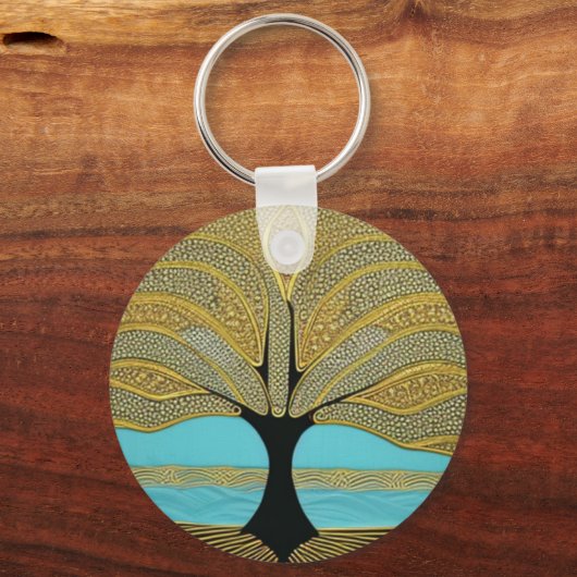 Gold Nautical Tree of Life Sleutelhanger (Achterkant)