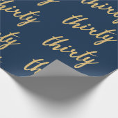Gold Navy 30 Verjaardagsfeestje Glitter "Dertig" Cadeaupapier (Hoek)
