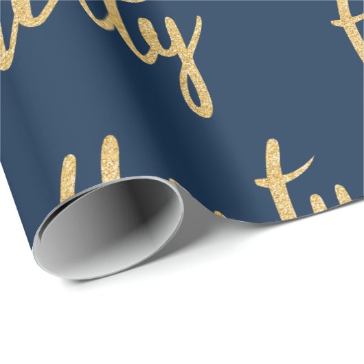 Gold Navy 30 Verjaardagsfeestje Glitter "Dertig" Cadeaupapier (Rol Hoek)