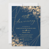 Gold & Navy 40e bruiloft Jubileum Kaart (Voorkant)