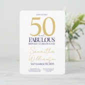 Gold Navy 50 and Fabulous | 50th Birthday Simple Kaart (Staand voorkant)