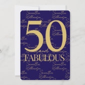 Gold Navy 50 and Fabulous | 50th Birthday Simple Kaart (Achterkant)
