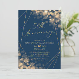 Gold & Navy 50e bruiloft Jubileum Kaart