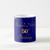 Gold & Navy 50th Birthday Party Invitation Koffiemok (Center)