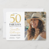 Gold & Navy | 50th Elegant Fabulous Birthday Party Kaart (Voorkant)