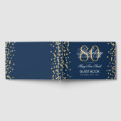 Gold Navy 80e verjaardagsfeest Glitter Confetti Gastenboek (Volledig)