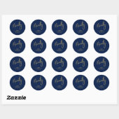 Gold & Navy 90 Verjaardagsgunst Dank u Ronde Sticker (Vel)