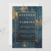 Gold Navy Abstracte huwelijksuitnodiging Kaart (Voorkant)