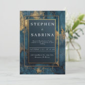 Gold Navy Abstracte huwelijksuitnodiging Kaart (Staand voorkant)