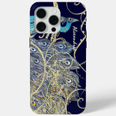 Gold Navy Black Peacock Swirl Case-Mate iPhone Case (Achterkant)