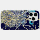 Gold Navy Black Peacock Swirl Case-Mate iPhone Case (Achterkant (horizontaal))