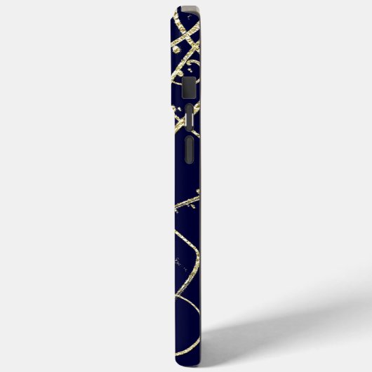 Gold Navy Black Peacock Swirl Case-Mate iPhone Case (Achterkant / Links)