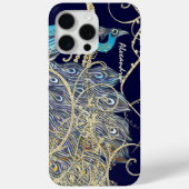 Gold Navy Black Peacock Swirl Case-Mate iPhone Case (Achterkant)