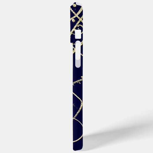 Gold Navy Black Peacock Swirl Case-Mate iPhone Case (Achterkant / Links)