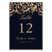  Gold Navy Bloemen Tafel Aantal Kaarten (Voorkant)