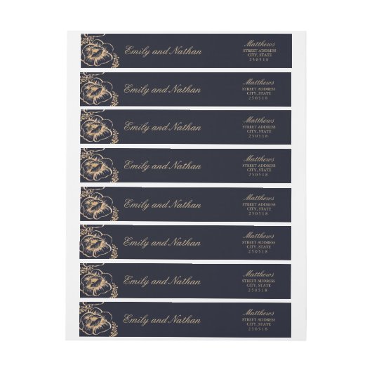  Gold Navy Bloemen Wrap Around Label (Vel)