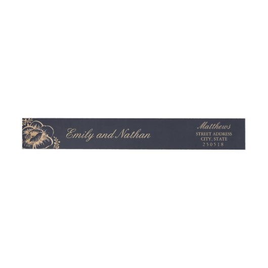 Gold Navy Bloemen Wrap Around Label (Individueel)