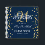 Gold Navy Blue 21st Birthday Guest Book Confetti Notitieboek<br><div class="desc">Een elegante 21e Birthday Party Guest Book-sjabloon met Gold Glitter Confetti op Navy Blue-ontwerp en eenvoudig aan te passen tekst.</div>