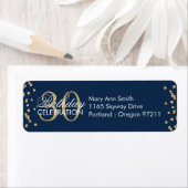 Gold Navy Blue 30e verjaardag Glitter Confetti Etiket (Insitu)