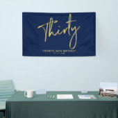 Gold Navy Blue 30th Birthday Party Welcome Banner (Beurs)
