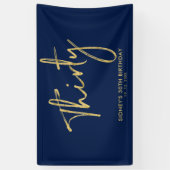 Gold Navy Blue 30th Birthday Party Welcome Banner (Verticaal)