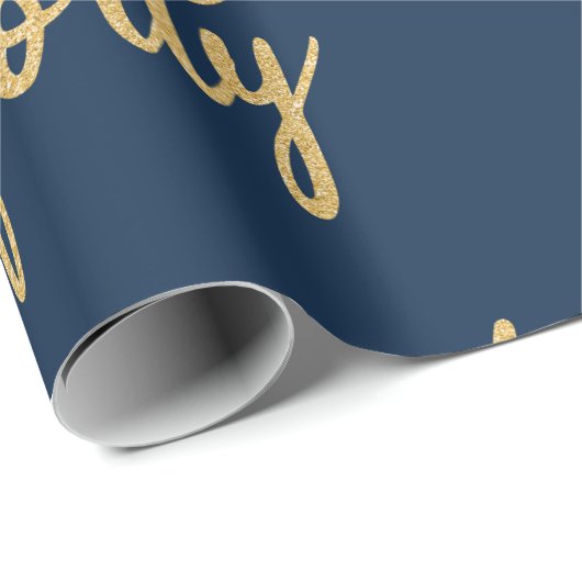 Gold Navy Blue 40 Birthday Party Glitter "40" Cadeaupapier (Rol Hoek)
