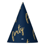 Gold Navy Blue "40" Birthday Party Glitter Feesthoedjes (Links)