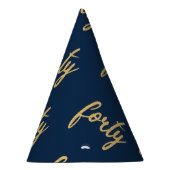 Gold Navy Blue "40" Birthday Party Glitter Feesthoedjes (Rechts)