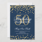 Gold Navy Blue 50th Birthday Glitter Confetti Kaart (Voorkant)