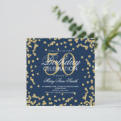 Gold Navy Blue 50th Birthday Glitter Confetti Kaart (Staand voorkant)